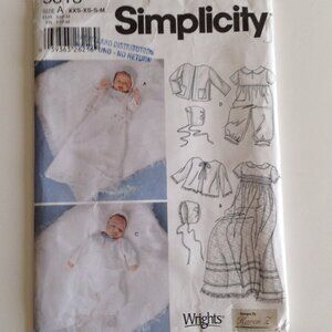 Simplicity Sewing Pattern 5813 Baby Christening Gown Slip Jacket Bonnet Romper